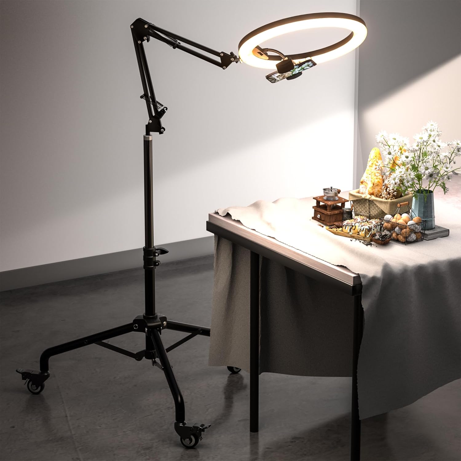 UBeesize Pro LED Ring Light Tripod with Phone Holder & Casters